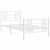 vidaXL Metal Bed Frame without Mattress with Footboard White 39.4"x78.7" - 3 of 4