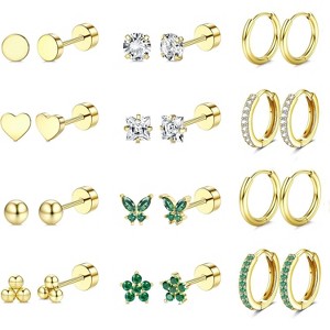 Jstyle Surgical Steel Earrings for Sensitive Ears 14K Gold Flat Back Earrings for Women Men Small Stainless Steel Earrings - 1 of 4