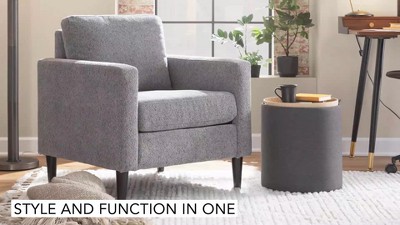 Charcoal and Natural Fabric Tray Nesting Ottoman Set