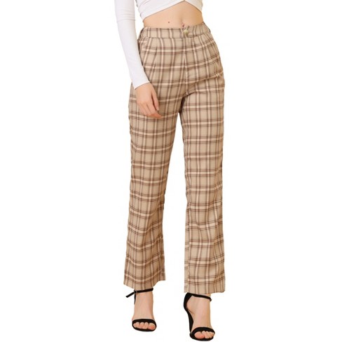 Allegra K Women's Plaid High Waist Elastic Back Office Work Ankle Pants :  Target