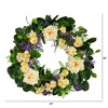 Nearly Natural 22” Mixed Rose and Daisy Artificial Wreath - 2 of 2