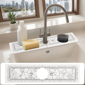 REGALWOVEN  Floral Kitchen Sink Splash Guard, Faucet Mat for Kitchen Sink Splash Guard - 1 of 4