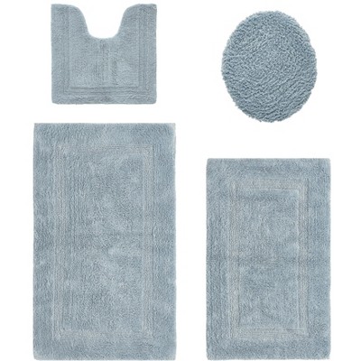 Lux Premium 100% Cotton Tufted Solid Reversible 4 Piece Bath Rug Set – Ultra-Soft, Water-Absorbent, Durable, Machine Washable Bathroom Rug