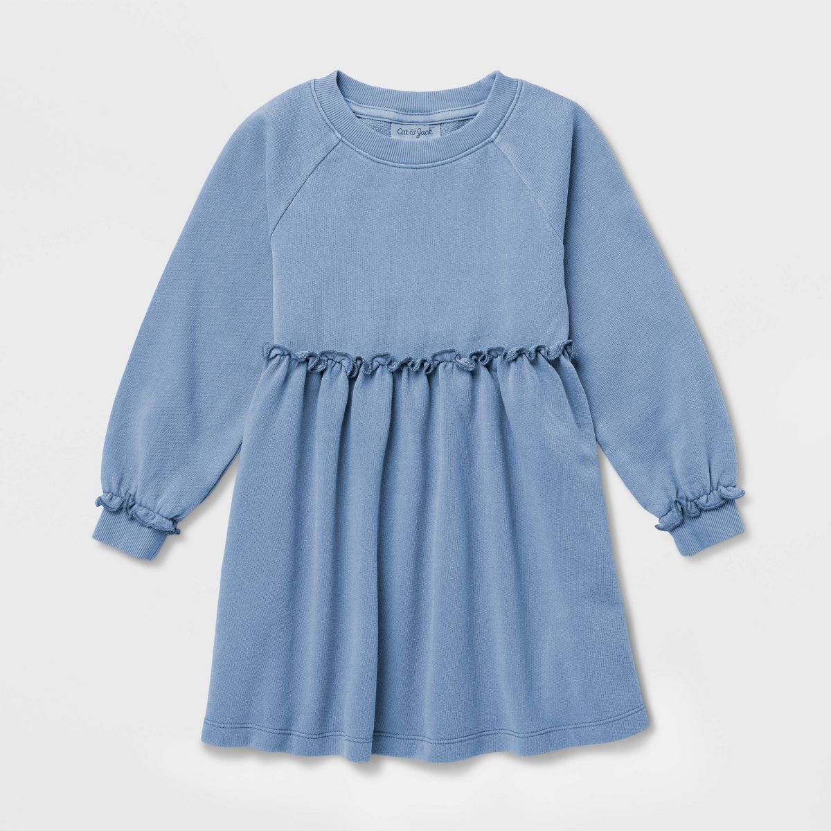 Toddler Girls' Solid French Terry Long Sleeve Dress - Cat & Jack™ - thumbnail 2