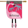 Fancy Flamingo Summer Burlap House Flag Welcome 28" x 40" Briarwood Lane - 2 of 4