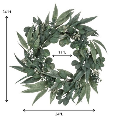 Festive Front Door Eucalyptus Christmas Wreath 18" Artificial