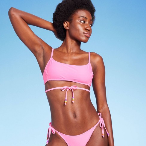 Women's Beaded Wrap Bralette Bikini Top - Wild Fable™ Light Pink Xl : Target