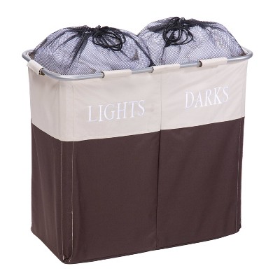 Honey-Can-Do Dual Laundry Hamper for Light and Dark Clothing Brown