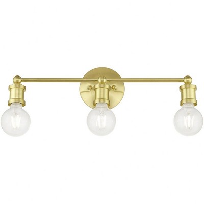 Satin Brass 3-Light Vanity with Steel Finish