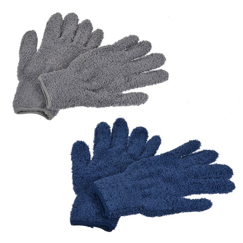 Unique Bargains Microfiber Wash Mitt Dusting Gloves for House Cleaning,  Black White