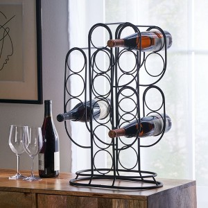 Aghana Digitals Cactus Design 13-Bottle Tabletop Wine Rack - Iron Frame, Modern Industrial Style, Black - 1 of 4