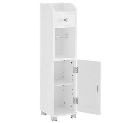 VASAGLE Small Bathroom Storage Cabinet, Toilet Paper Holder, Toilet Paper Storage Cabinet, Bathroom Organizer with Adjustable Shelf,White