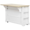 Whisen Kitchen Island with 6 Drawers, Pull - Out Trash, 5 Rolling Wheels, Drop Leaf & Racks - 4 of 4