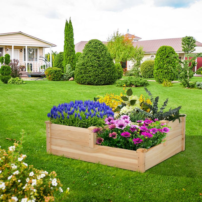 Costway 3-Tier Outdoor Raised Garden Bed Vegetable Planter Box for Patio Lawn Backyard, 2 of 11