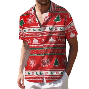 BLUEMING Men's Hawaiian Shirt Short Sleeve Floral Button Down Shirts Hot Holiday Beach Shirts - 1 of 2
