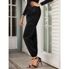INSPIRE CHIC Women's Satin Drawstring Elastic High Waist Shiny Silky Cargo Pants - 3 of 4