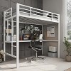 Twin Size Loft Bed with Large Desk and Storage Shelves, Loft Bed with Safety Guardrail and Ladder for Kids Adults, Steel Slats Support, Space Saving - 2 of 4