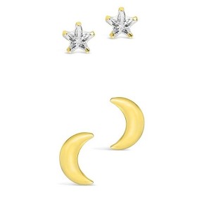 SHINE by Sterling Forever Sterling Silver Crescent & CZ Star Stud Earring Set of 2 - 1 of 4