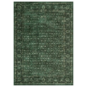 Washable Vintage Living Room Rugs, Soft Non Slip Distressed Floral Print Carpet, Bordered Stain Resistant Bedroom Rugs - 1 of 4