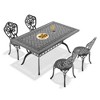 5-Piece Patio Set: Rectangle Table & 4 Chairs - Cast Aluminum, All-Weather & Adjustable Legs for Balcony/Backyard - 3 of 4