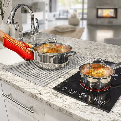 Gray Metal Foldable Over-Sink Dish Drying Rack