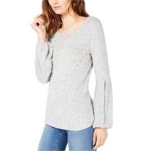 I.N.C International Concepts Womens Faux-Pearl Pullover Sweater, Grey, X-Large - 1 of 1