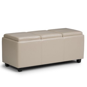 CAVINAS Faux Leather Storage Ottoman Bench,Upholstered Ottoman with 3 Flip Over Serving Trays for Living Room,Bedroom - 1 of 4