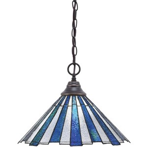 Toltec Lighting Any 1 - Light Pendant in  Dark Granite with 16" Sea Ice Art Glass Shade - 1 of 1