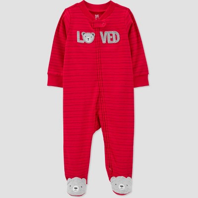 Image of Carter's Just One You® Baby Boys' Loved Bear Footed Pajama - Red Newborn
