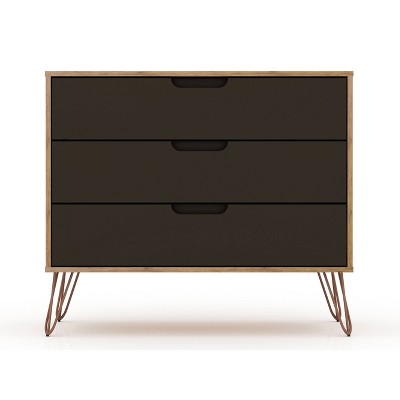 Mid-Century Textured Gray 3-Drawer Dresser Set