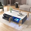 Modern Coffee Table with Storage, 47" Rectangle Accent Center Table, Wooden TV Stand with Drawers and Glass Doors for Living Room Bedroom Office - 3 of 4
