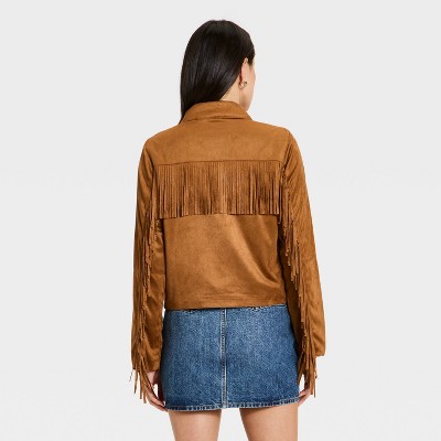 Women’s Western Fringe Faux Suede Fashion Jacket – Universal Thread