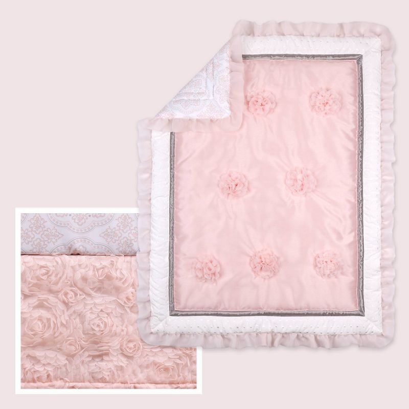 The Peanutshell Arianna Baby Crib Bedding Set - Pink/White - 3pc, 1 of 9