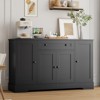 Sideboard Buffet Cabinet with Storage, Modern Wooden Credenza Storage Cabinet with Drawer and 4 Doors, Freestanding Coffee Bar Living Room, Kitchen - 3 of 4