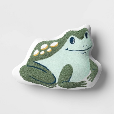 Image of Frog Shaped Embroidered Cotton Throw Pillow Green - Room Essentials™