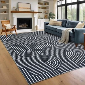 Large Area Rug Modern Abstract Living Room Rug Non Slip, Thin & Foldable & Washable, Low Pile Carpet, Indoor Decorative Printed Mat - 1 of 4