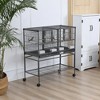 Resenkos Bird Cage, Bird Cages Habitat,Bird Cage with Rolling Stand Removable Metal Tray, Storage Shelf, Wood Perch Black - 3 of 4