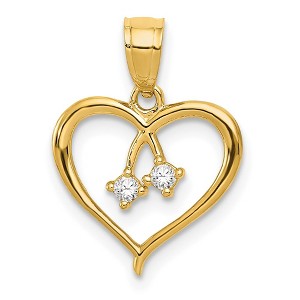 Black Bow Jewelry 14k Yellow Gold & Cubic Zirconia Cut Out Heart Pendant, 13mm - 1 of 4