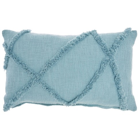 Shades of Aqua Linen Lumbar Bed Pillow, Decorative Pillows