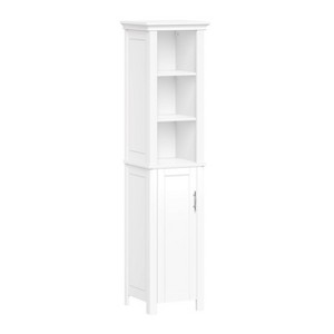 RiverRidge Home Somerset Single Door Tall Bathroom Cabinet Storage Organizer with Shelves White - 1 of 4