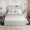 Twin Bed Frame with Storage Headboard, Girls Bed Frame with 2 Drawers - 3 of 4