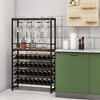 Tangkula 32 Bottles Wine Rack Rustic Wine Storage Holder Freestanding W/ Glass Holder - 3 of 4