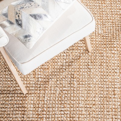 Natural Beige Hand-Woven Jute Rectangular Area Rug