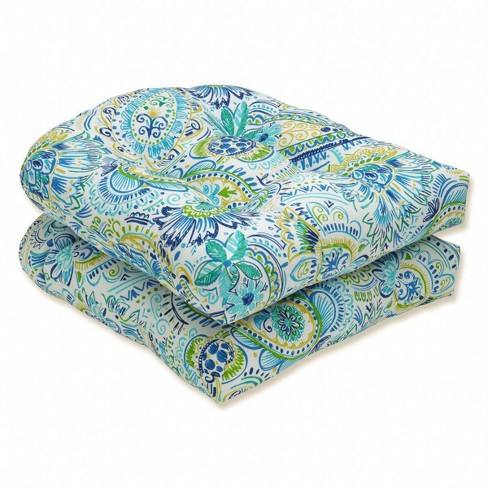 Pillow Perfect - 36.5 X 18 Indoor Outdoor Squared Corners Chair Cushion  Islamorada Blue/green : Target