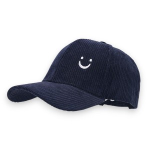 Anna-Kaci Corduroy Baseball Cap with Soft Ribbed Texture and Embroidered Smiley Detail - 1 of 2