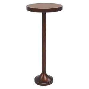 COZAYH Small Pedestal Round End Table, Living Room Furniture, Light Espresso - 1 of 4