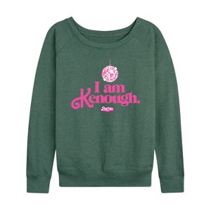 Women's - Barbie - I Am Kenough Disco Ball Lightweight French Terry Wide Neck Long Sleeve Shirt - 1 of 4