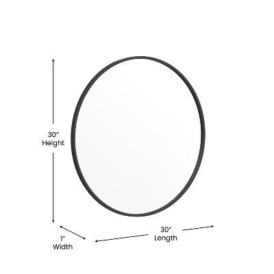 30" Black Round Metal Frame Accent Wall Mirror