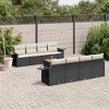 vidaXL 9 Piece Patio Sofa Set with Cushions Black Poly Rattan - Black and Cream - 2 of 4