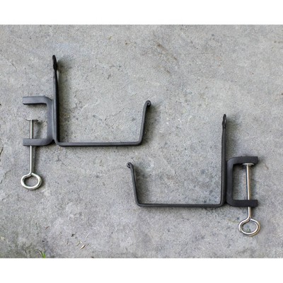 Black Steel 6" Clamp-On Flower Box Bracket Set